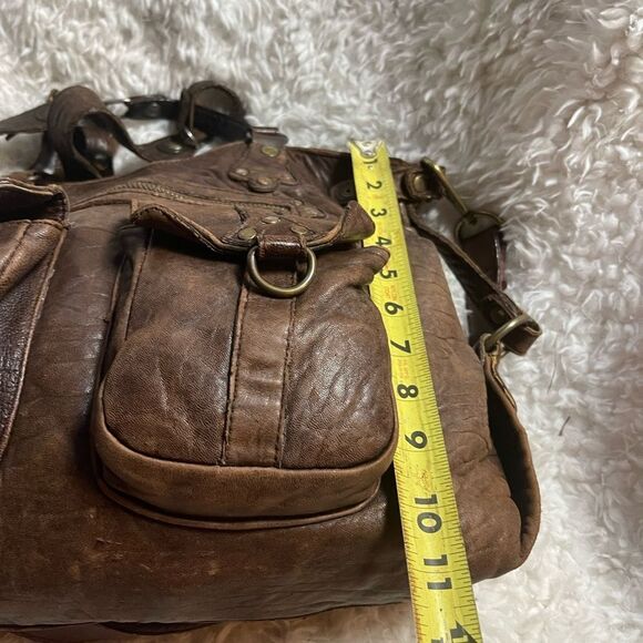 ABACO made in France rustic lBrown Leather Medium Satchel/Shoulder Bag - Picture 8 of 14